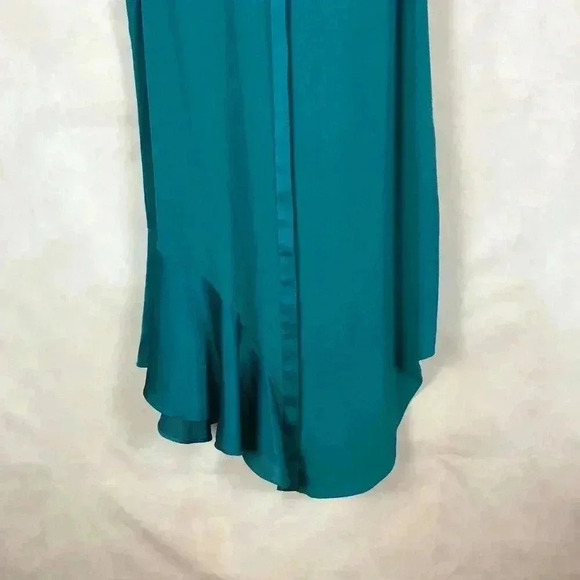 Rachel Roy Emerald Green Flounce-Hem Shirtdress Size MEDIUM - Picture 5 of 13